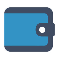 Illustration of a blue wallet with a dark blue border isolated on white background