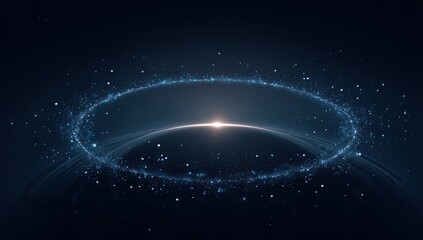 Fototapeta premium Abstract illustration featuring a glowing halo and particles on a dark background