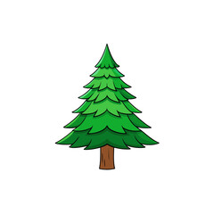 Obraz premium Vibrant green evergreen tree vector illustration scalable icon for nature and seasons