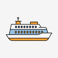 Obraz premium Colorful vector illustration of a large passenger ferry ship for travel and transportation