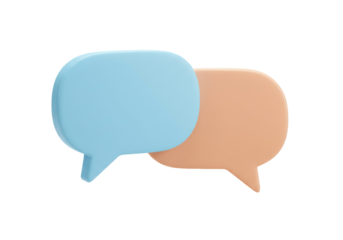 Two speech bubbles PNG isolated on transparent background, communication and conversation concept for social media and messaging apps