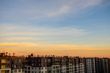 City skyline with a beautiful sunset in the background