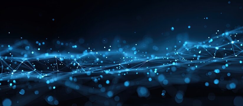 A glowing network of interconnected dots and lines, creating a visual representation of data flow