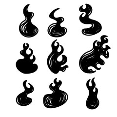 doodle fire flame related element collection hand drawn
