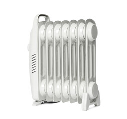 One modern electric heater isolated on white