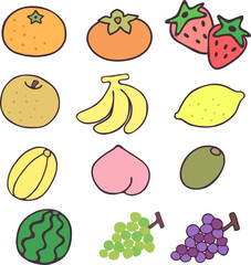 과일모음_귤_감_딸기_배_바나나_레몬_참외_포도