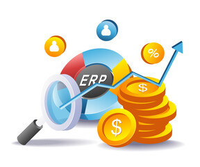 Business growth with ERP system concept illustration