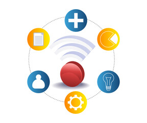 Business connectivity with WiFi network technology concept