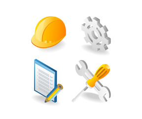 Bundle of illustrations on the theme of repair maintenance mechanics