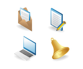 Bundle of business text data computer notification symbols illustrations