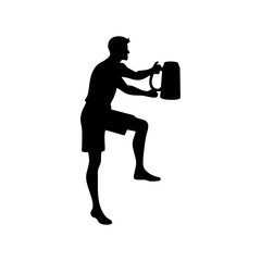 silhouette of a man with a mug beer