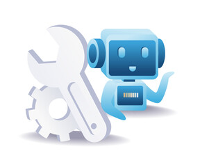 Artificial intelligence repair symbol with robot for smart maintenance