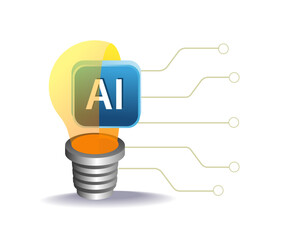 Artificial intelligence idea in a light bulb symbolizing innovation and technology