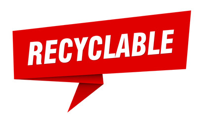 recyclable banner. recyclable speech bubble, label, sticker, sign template