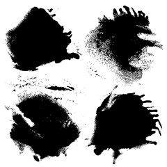 Set of hand drawn paint, ink brush strokes, brushes, lines. Dirty artistic design elements, boxes, frames for the text. Abstract black and white background.