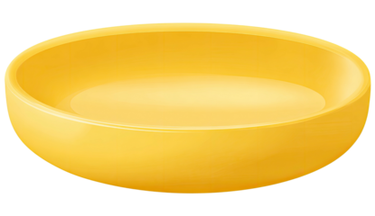 A shiny, golden-yellow bowl, set against a stark black background, with soft, smooth contours