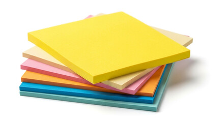 Stack of colorful sticky notes on a white background