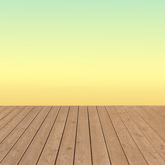 Empty wooden floor and color gradient wall. Space for design