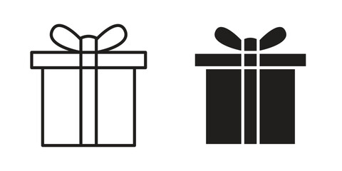 Gift box icon outline illustration sign