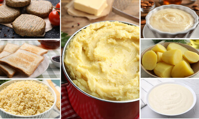 Collection of foods with bland taste combined into collage