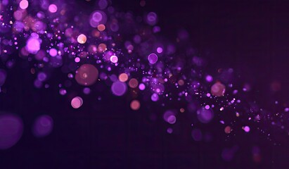 Abstract bokeh background. Purple and magenta circular light particles float across a dark backdrop