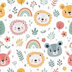 seamless pattern with funny animals