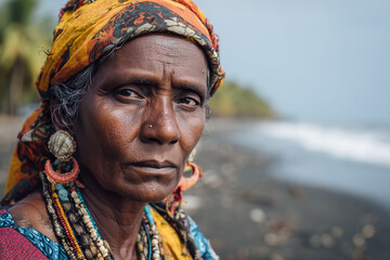 Obraz premium tribal woman at the beach