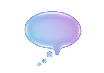 Glossy blue and purple speech bubble PNG isolated on transparent background, communication and social media concept
