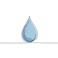 Simple blue water droplet illustration on white background  