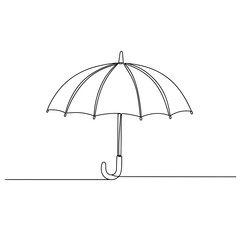 Simple line drawing of an umbrella with a hooked handle  