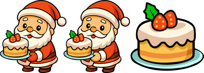 Whimsical santa celebrations festive holiday bakery cute cartoon collection cheerful environment playful perspective