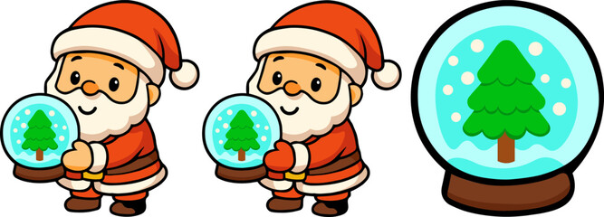 Festive holiday cartoon collection featuring santa in snow globes cheerful winter wonderland whimsical illustrations for all ages