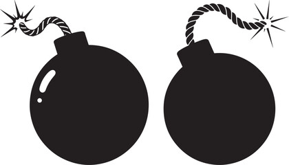 Two cartoon bomb silhouettes with burning fuses