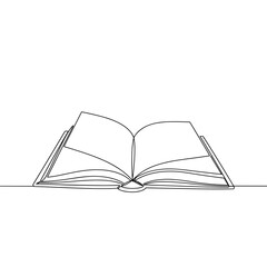 Open book with blank pages in minimalist line art design  