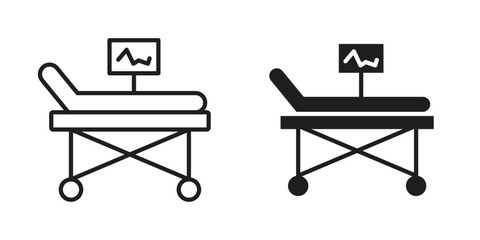 Hospital bed icon outline illustration sign
