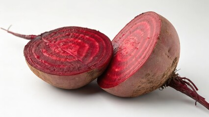 Freshly cut beetroot showcasing vibrant red color and natural texture
