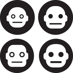 Four simple robot face silhouettes