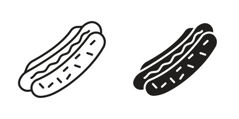 Hot dog icon outline illustration sign