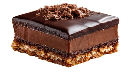 Chocolate ganache slice background isolated on a Transparent background, PNG file.