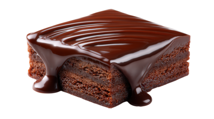 Chocolate ganache slice background isolated on a Transparent background, PNG file.