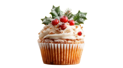 Christmas cupcake background isolated on a Transparent background, PNG file.