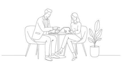 Business Colleagues Collaborating With Technology Illustration