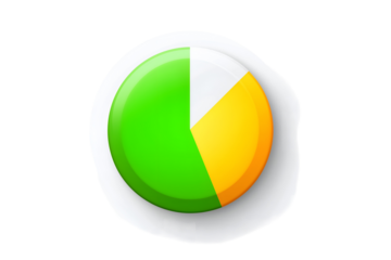 Vibrant pie chart graphic showing data analysis and financial growth with green and yellow segments