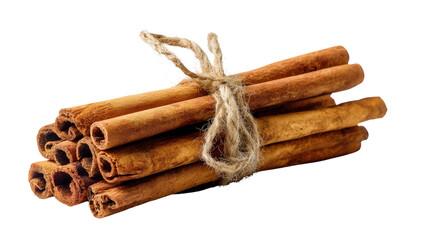 Cinnamon stick bundle background isolated on a Transparent background, PNG file.