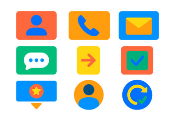 Modern Form Icons. Flat vector icons of icons for digital forms: contact name field, phone number input, email text box, message