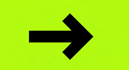 Bold black arrow pointing right on bright neon green background