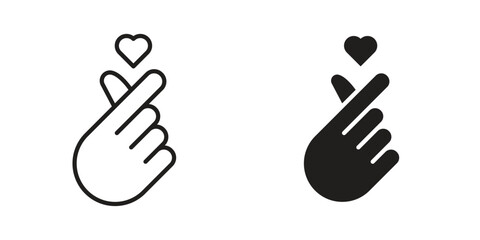 korean heart icon outline illustration sign