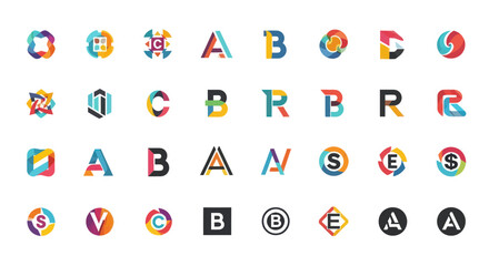 Modern Colorful Abstract and Lettermark Logo Designs Collection on White Background for Branding and Identity Projects, Flat Vector Elements, Vector Illustration, Simple Vector, Stylized Vector