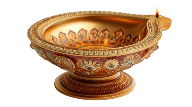 Diya lamp holder background isolated on a Transparent background, PNG file. - Powered by Adobe