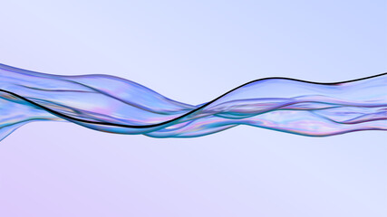 Abstract gradient glass ribbon on light background. Hologram gradient shape futuristic design.